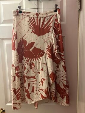 Madewell Linen-Blend Ruffle-Wrap Skirt in Tropical Vacation Size 4
